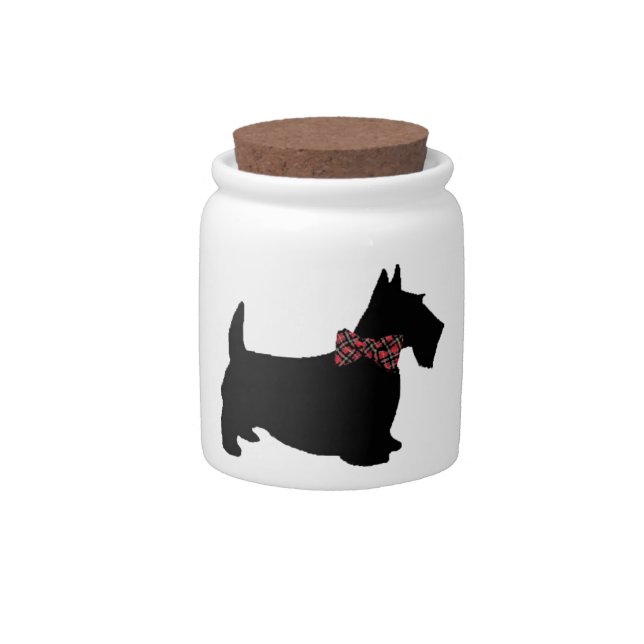 Scottie Dog in Plaid Bow Tie Cookie/Candy Jar (Front)