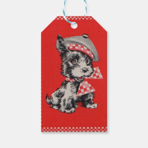 Scottie dog in red gift tags