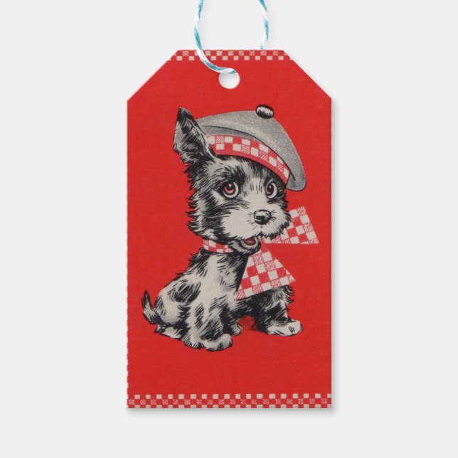 Scottie dog in red gift tags (Front)