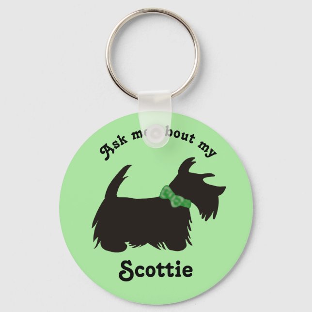 Scottie dog Keychain, Scottish Terrier dog Keychain (Front)