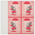 Scottie dog lady carrying umbrella in red fabric