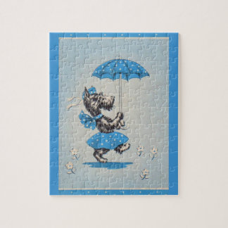 Scottie dog lady carrying umbrella jigsaw puzzle