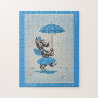 Scottie dog lady carrying umbrella jigsaw puzzle
