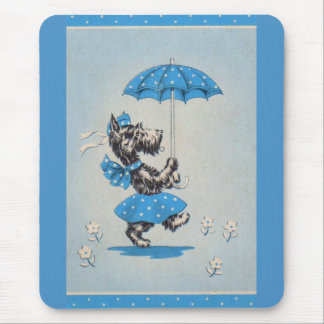 Scottie dog lady carrying umbrella mouse pad