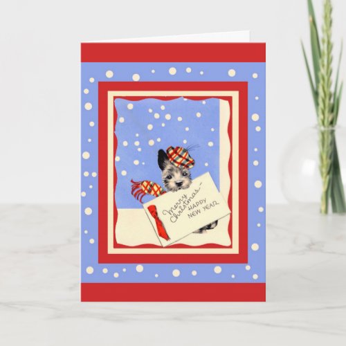 Scottie Dog Merry Christmas Happy New Year card