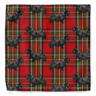 Scottie Dog on Red Scottish Tartan Bandana