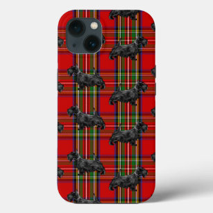 Scottie Dog on Red Scottish Tartan iPhone 13 Case
