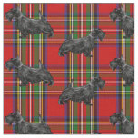Scottie Dog on Red Scottish Tartan Fabric