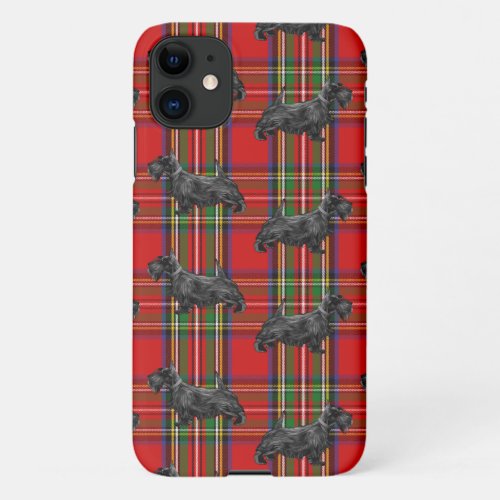 Scottie Dog on Red Scottish Tartan iPhone 11 Case