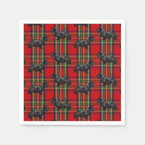 Scottie Dog on Red Scottish Tartan Napkins