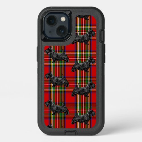 Scottie Dog on Red Scottish Tartan iPhone 13 Case