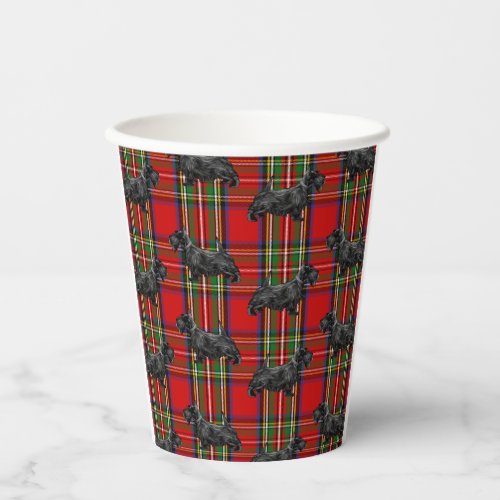 Scottie Dog on Red Scottish Tartan Paper Cups