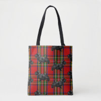 Scottie Dog on Red Scottish Tartan