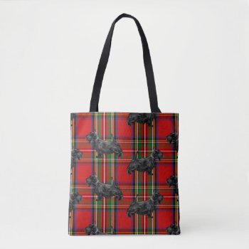 Scottie Dog On Red Scottish Tartan Tote Bag by packratgraphics at Zazzle