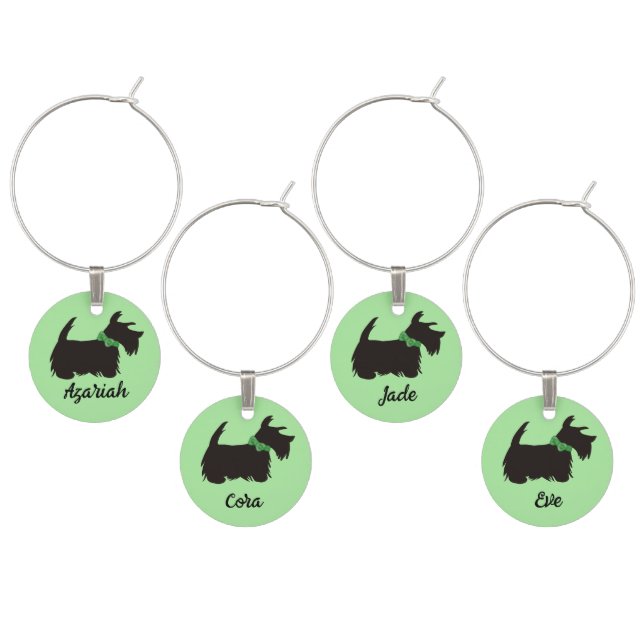 Scottie dog Personalized wine charm (Staggered)