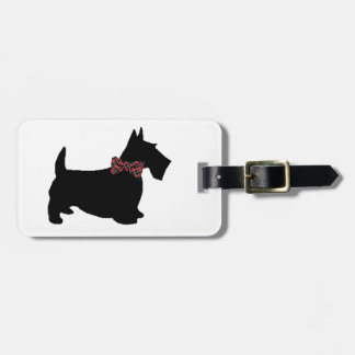 Scottie Dog Plaid Bow Tie Luggage Tag