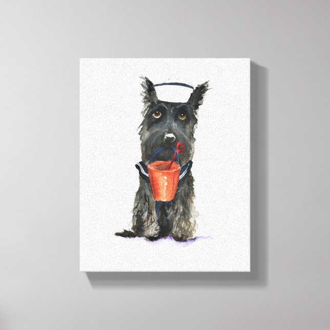 Scottie Dog 'Ready for the Beach' Canvas Print (Front)