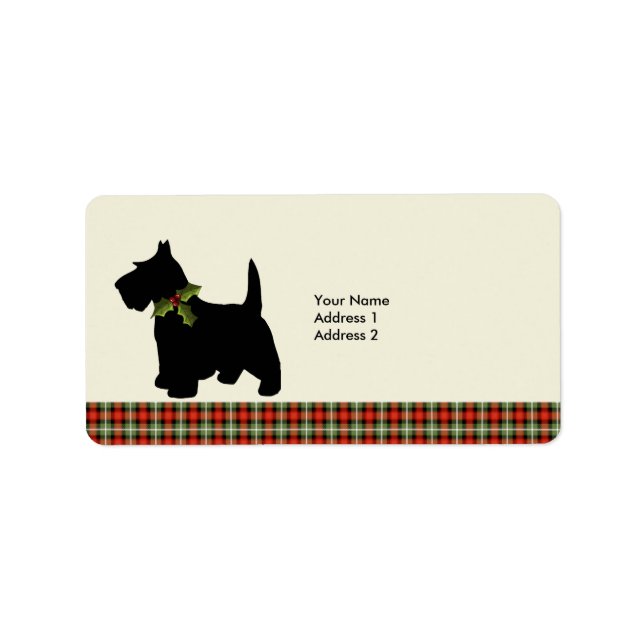Scottie Dog Scotch Plaid Christmas Custom Label (Front)