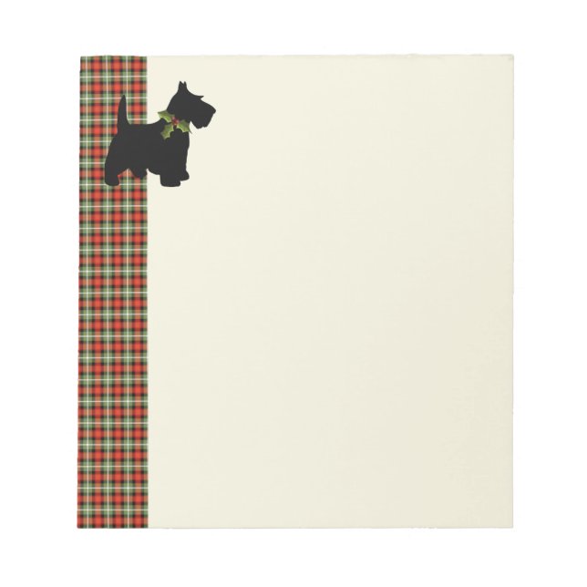 Scottie Dog Scotch Plaid Christmas Notepad (Front)
