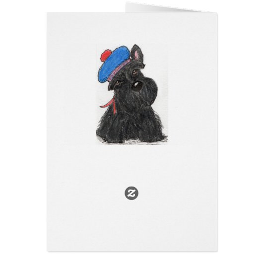 Scottie Dog Scottish beret greetings card birthday (Back)