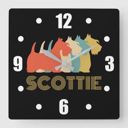 Scottie Dog Scottish Terrier Breed Vintage Look Square Wall Clock