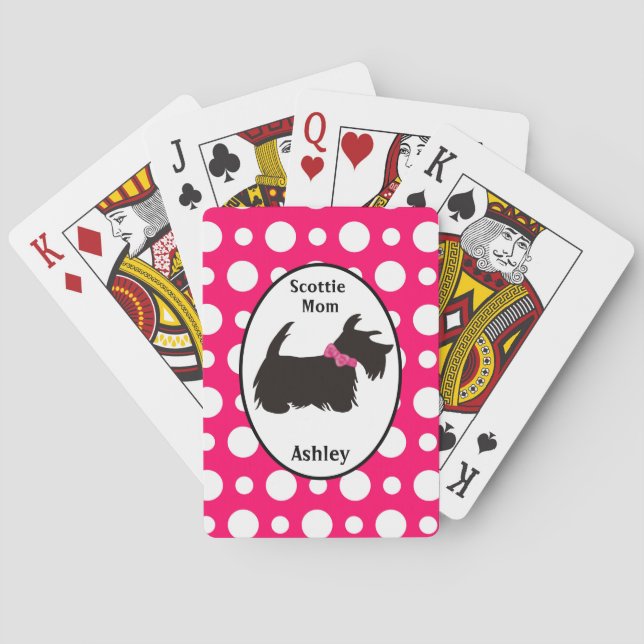 Scottie dog, Scottish terrier mom playing cards (Back)