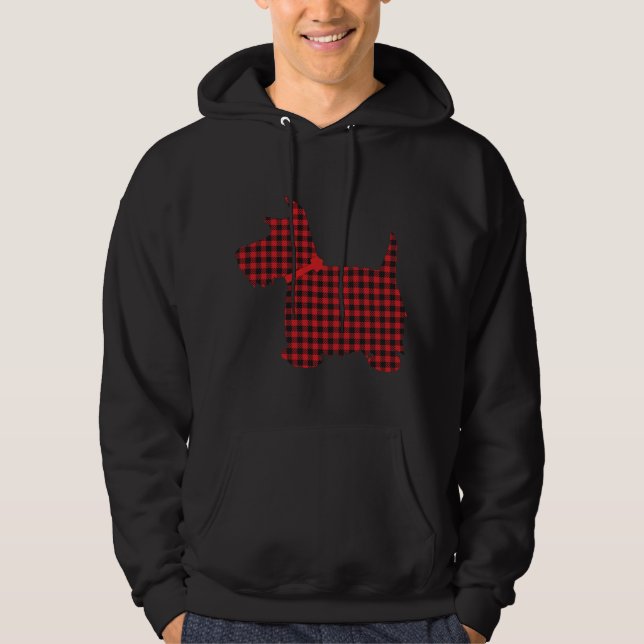 Scottie Dog Scottish Terrier Red Black Buffalo Pla Hoodie (Front)