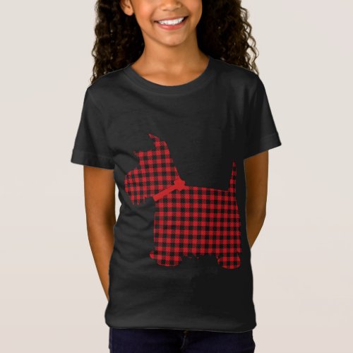 Scottie Dog Scottish Terrier Red Black Buffalo Pla T_Shirt