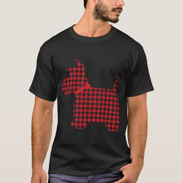 Scottie Dog Scottish Terrier Red Black Buffalo Pla T-Shirt (Front)
