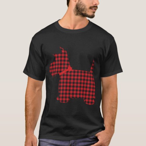 Scottie Dog Scottish Terrier Red Black Buffalo Pla T_Shirt