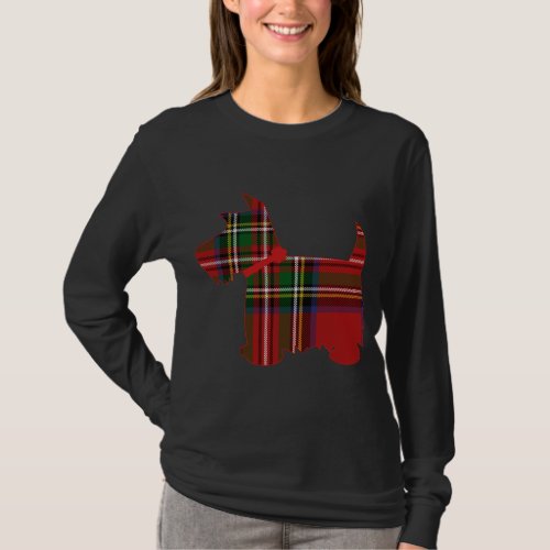 Scottie Dog Scottish Terrier Royal Stewart Tartan  T_Shirt