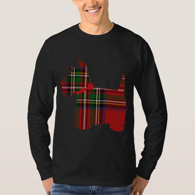Scottie Dog Scottish Terrier Royal Stewart Tartan  T-Shirt (Front)