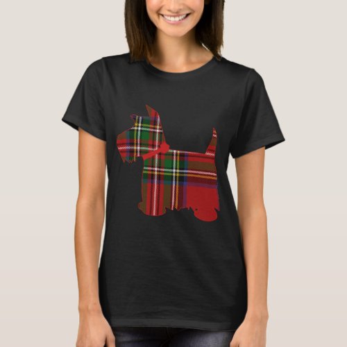 Scottie Dog Scottish Terrier Royal Stewart Tartan  T_Shirt