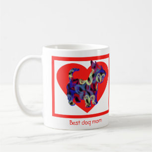 Scottie Dog Silhouette Valentines Day Red Heart Coffee Mug