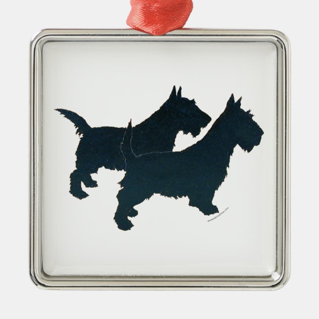 Scottie Dog Silhouettes Ornament (Front)