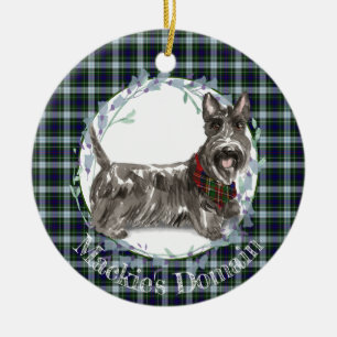 Scottie Dog Tartan Christmas Ceramic Ornament