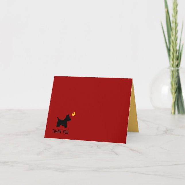 Scottie Dog Thanks Letterpress Thank You Card (Front)