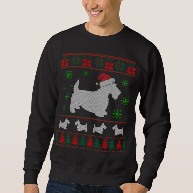 Scottie Dog Ugly Christmas Sweater Gift for Dog Lo (Front)