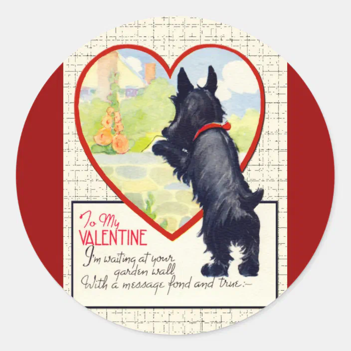 Envelope Seals Scrapbook Stickers I Love Scotty Dog Stickers Scottish Terrier Round Labels