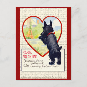 Scottie dog Valentine Scottish Terrier Holiday Postcard