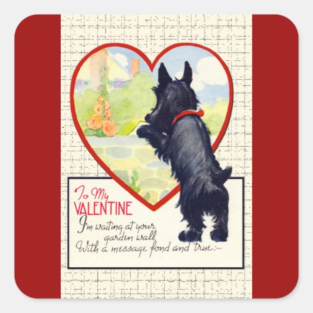 Scottie dog Valentine Scottish Terrier Square Sticker (Front)
