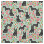 scottie dog vintage florals mint fabric