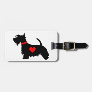 Scottie dog with heart luggage tag