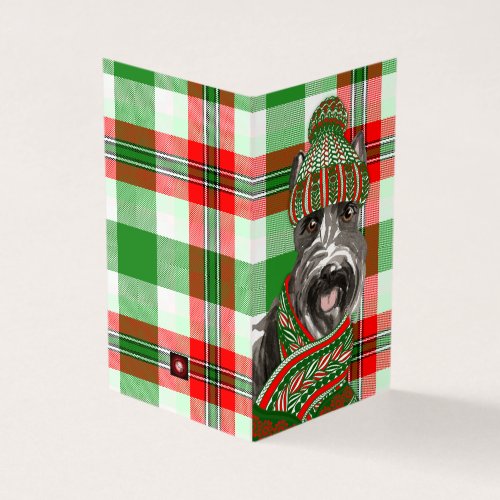 Scottie Dog with Red and Green Plaid Christmas