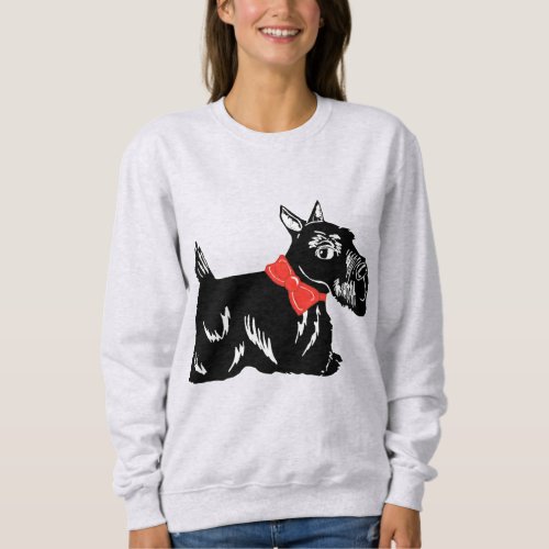Scottie Dog with Red Bow Womens Sweatshirt