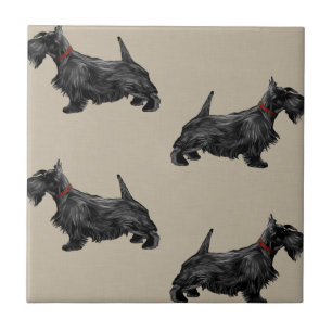 Scottie Dog with Tartan Collar Ceramic Tile