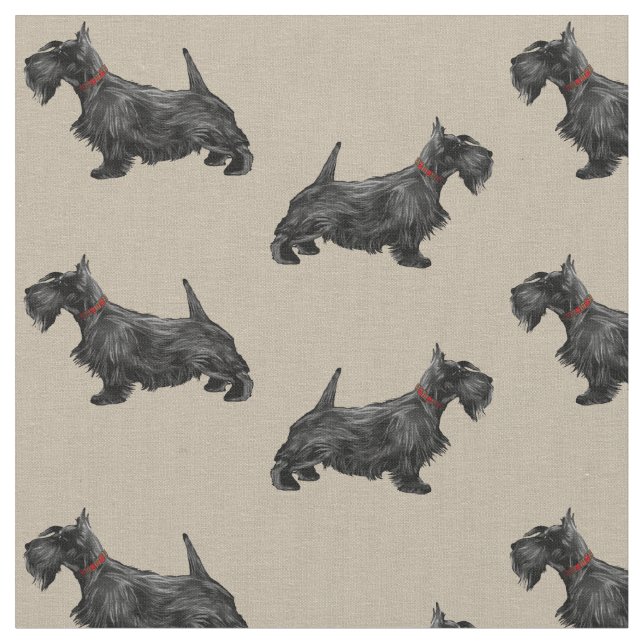 Scottie Dog with Tartan Collar Fabric (Close Up)