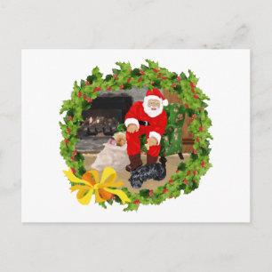 Scottie Dogs at Christmastime Holiday Postcard