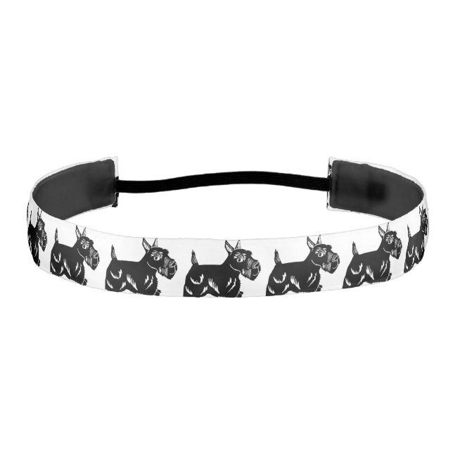 Scottie Dogs Black and White Elastic Headband (Front)