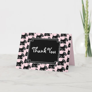 Scottie Dogs Light Pink and Black Thank You Card